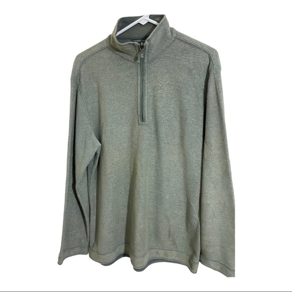 Indigo Palms mens Revesible half zip tencel cotton sweater light green Medium - Picture 2 of 8